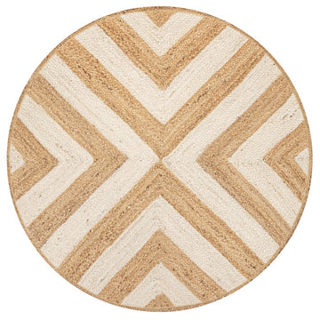 Piper Two-tone Chevron Round Jute Area Rug